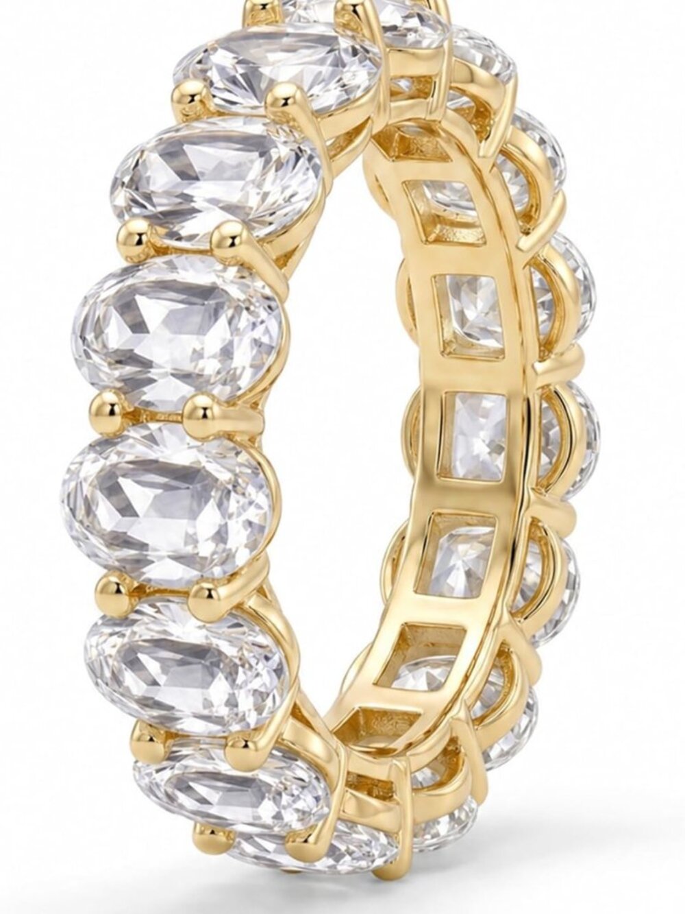 Stunning Gold Plated Oval Engagement Ring - Eternity Band, Sizes 4-9, Women's
